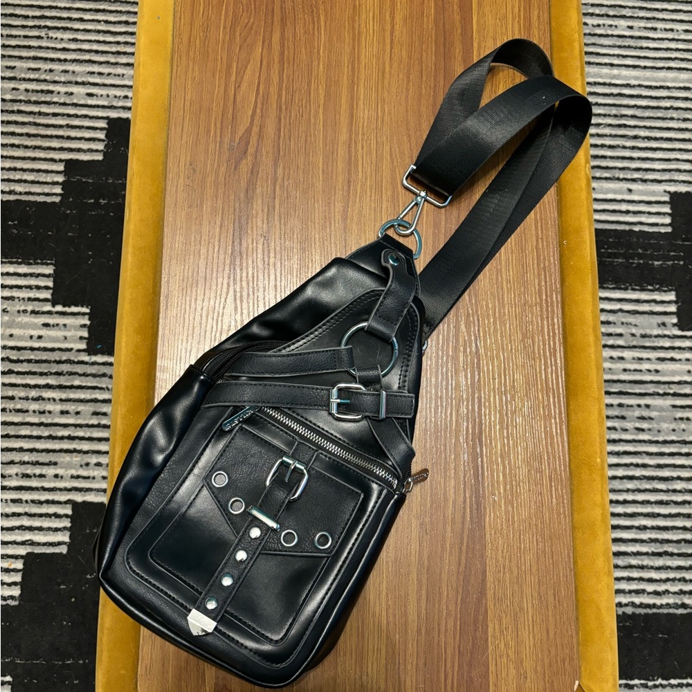Black Leather Crossbody Bag